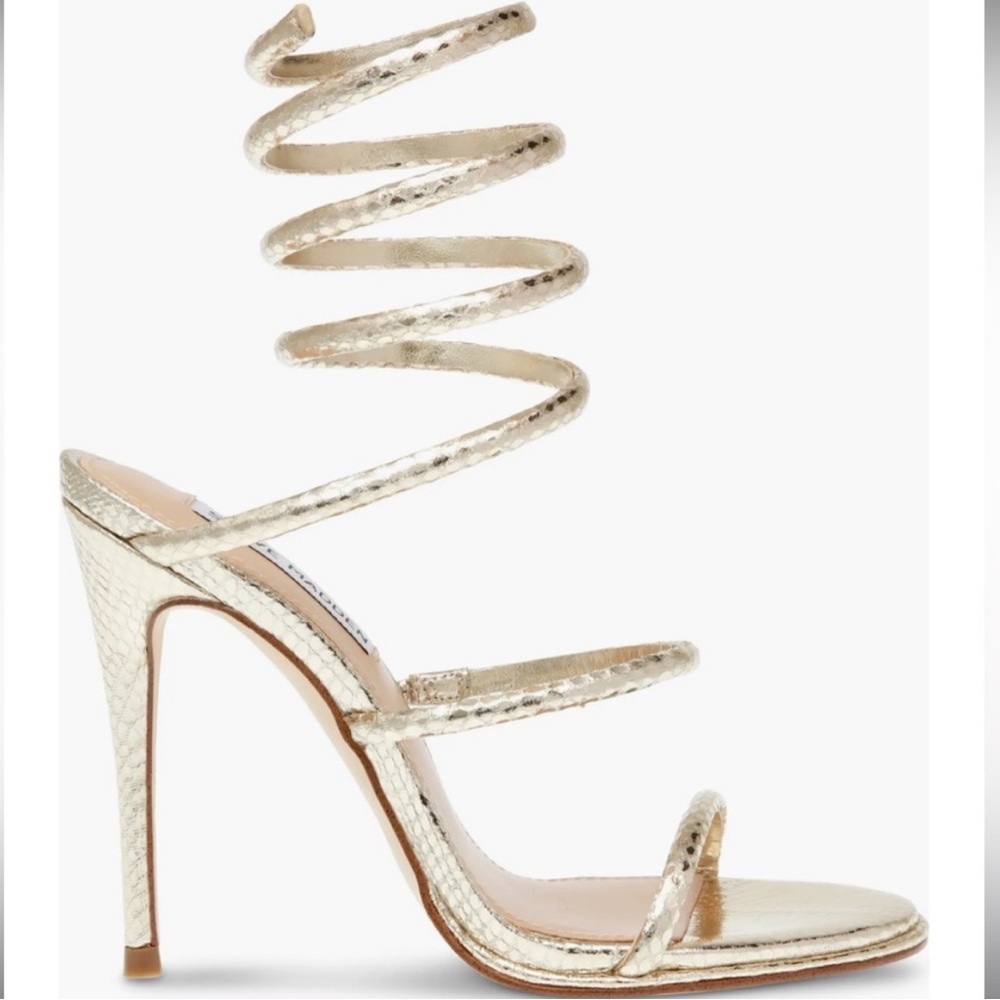 Steve Madden Exotica Metallic Spiral Ankle Strap Heels 9
